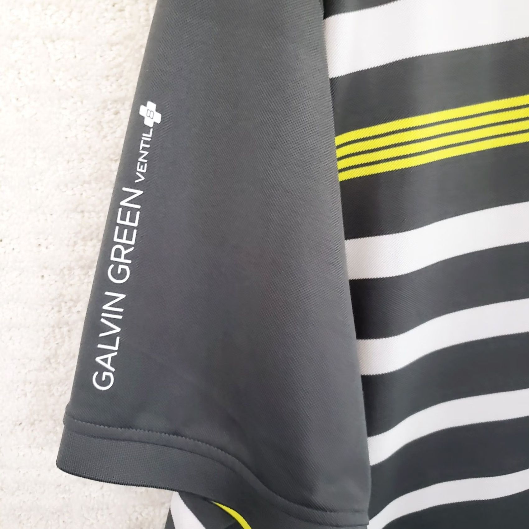 Galvin Green Galvin Green Ventil Golf Polo Men's XL Gray White Green Striped Stretch Shirt Size US XL / EU 56 / 4 - 6 Thumbnail