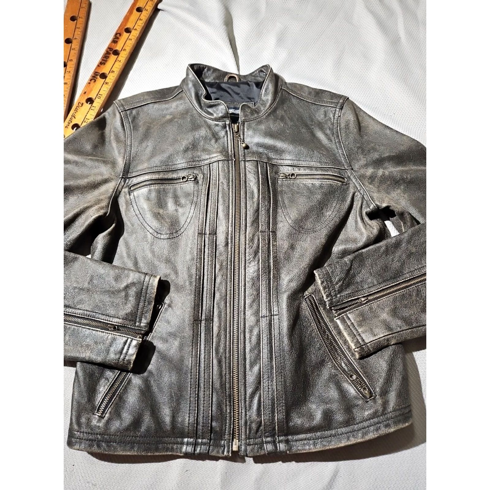 American Eagle Outfitters VINTAGE American Eagle Outfitters Jacket Womens Medium Brown Moto Cafe Genuine Leather Biker Size M / US 6-8 / IT 42-44 - 4 Thumbnail