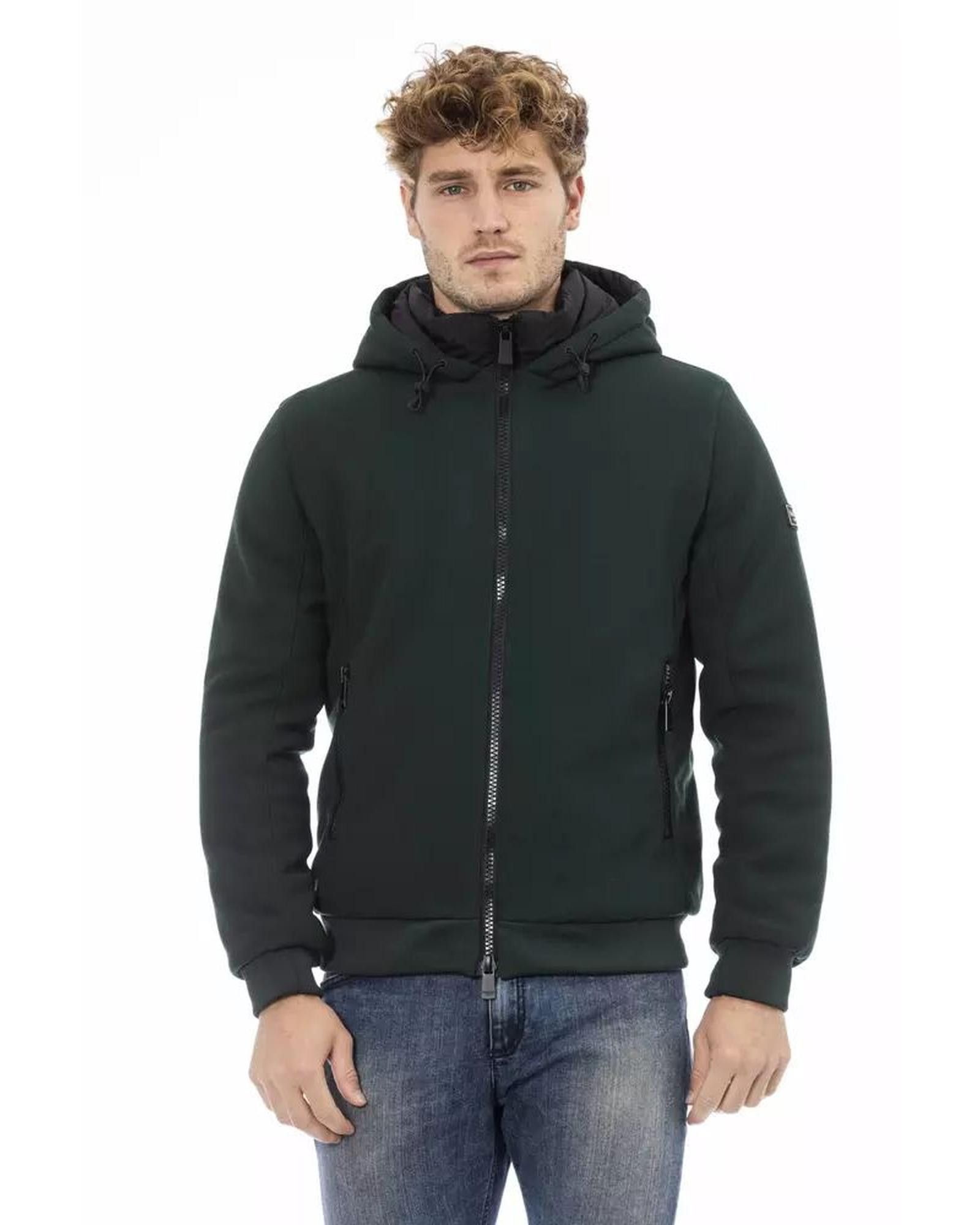 image of Baldinini Threaded Pocket Polyester Jacket in Green, Men's (Size Medium)