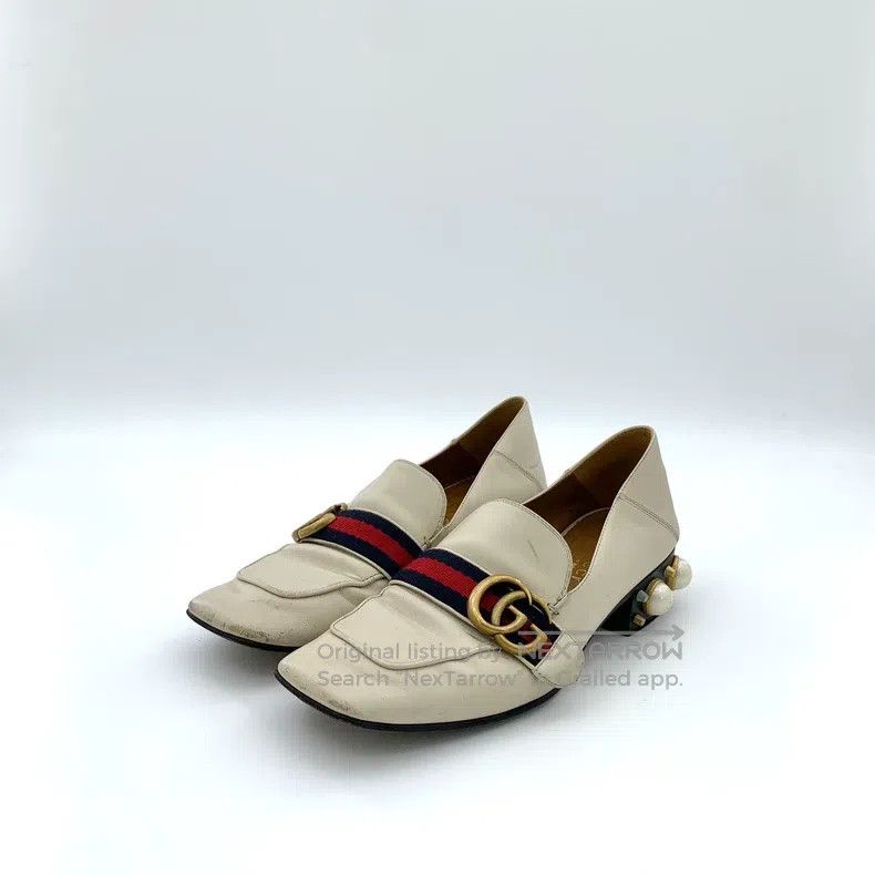 Gucci Gucci Beige logo striped webbing thick-heeled casual shoes Size US 6.5 / IT 36.5 - 1 Thumbnail