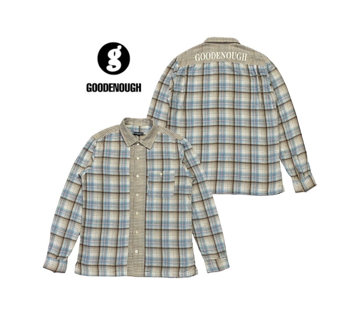 GOODENOUGH × Japanese Brand Goodenough Spellout Checked Shirt Button Ups Size US M / EU 48-50 / 2 - 1 Thumbnail