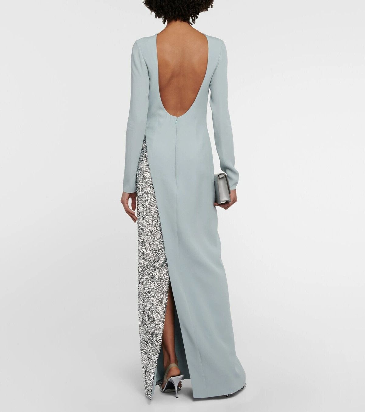Givenchy o1srvl11e0125 Sequined Maxi Dress in Light Blue/Silver Size XL / US 12-14 / IT 48-50 - 4 Thumbnail