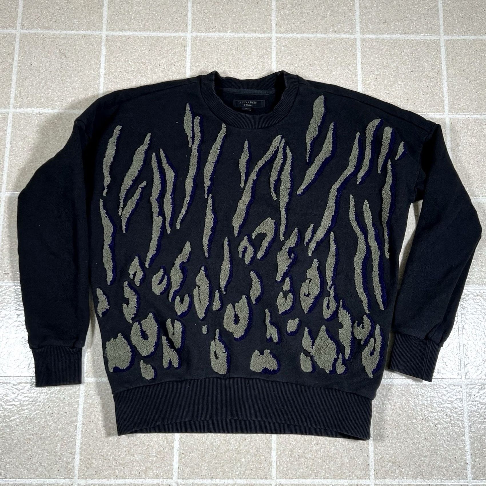 Allsaints Allsaints Scar Sweatshirt Pullover Black XS Women Raised Textured Brand Authentic Size XS Size XS / US 0-2 / IT 36-38 - 2 Thumbnail