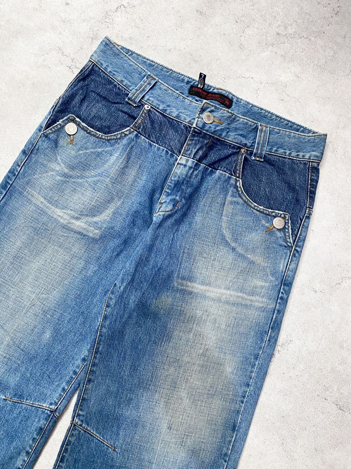 Japanese Brand Vintage Y2K Zero G Jeans 2tone Buckleback Size US 34 / EU 50 - 12 Thumbnail