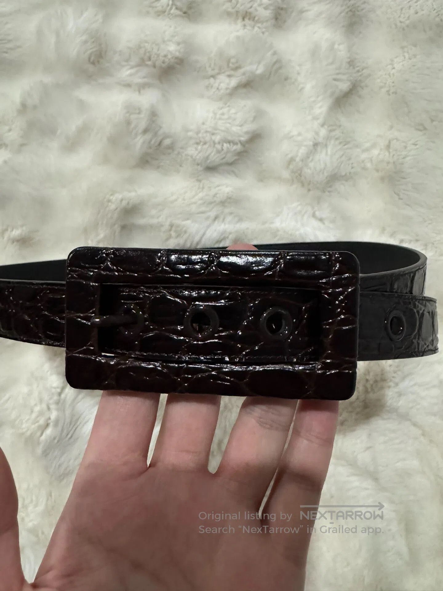 Saint Laurent Paris Saint Laurent Paris size 85 Embossed Belt Leather Belt| Size ONE SIZE - 4 Thumbnail