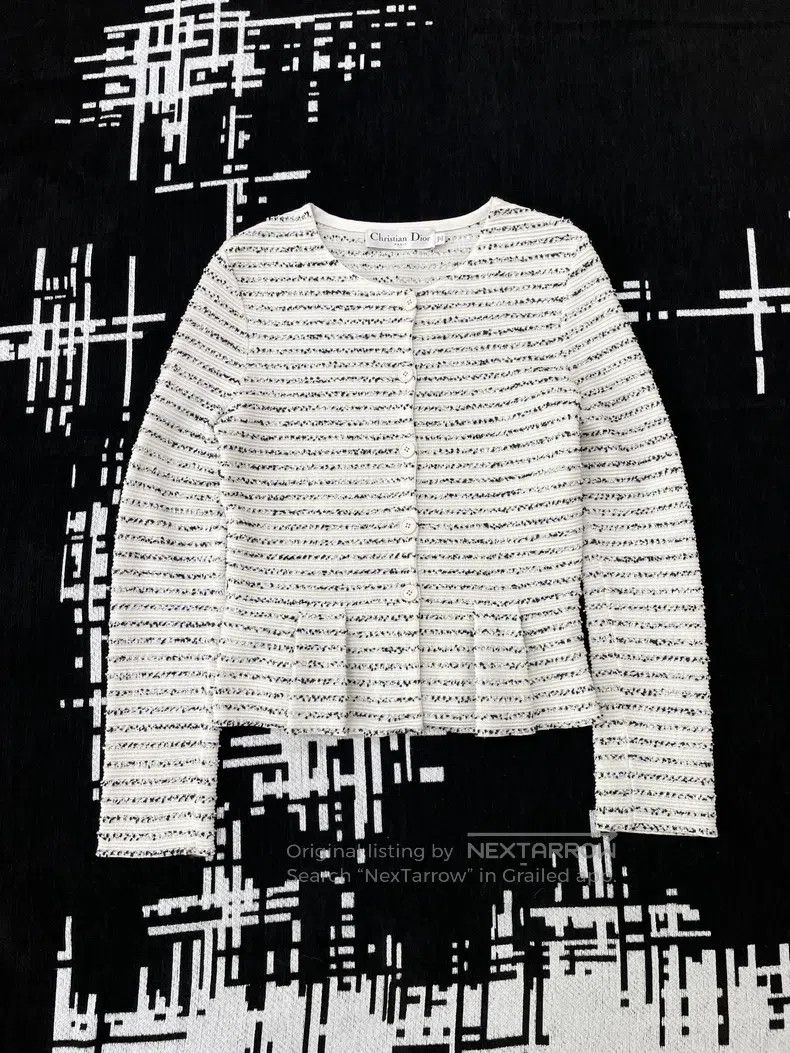 Dior Dior Black and white snowflake tweed long sleeves Size S / US 4 / IT 40 - 1 Thumbnail