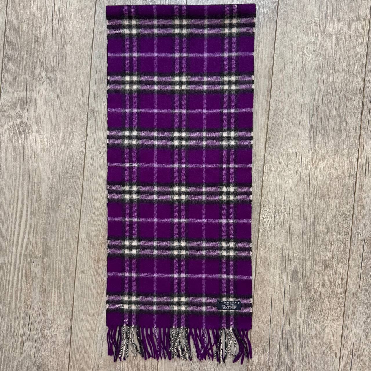 Burberry × Vintage Vintage Burberry Nova Check Purple 100% Cashmere Scarf Size ONE SIZE - 2 Thumbnail
