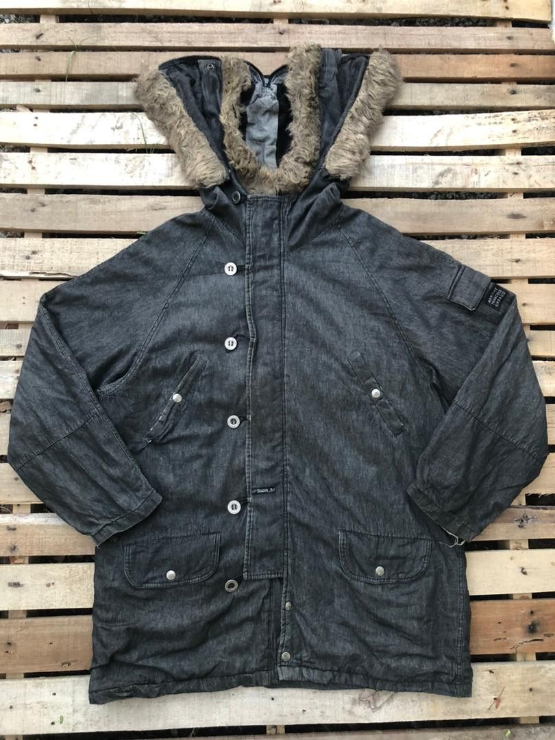Marithe + Francois Girbaud Vintage Marithe Francois Girbaud Denim Parka Faux Fur Hood Size US L / EU 52-54 / 3 - 1 Thumbnail
