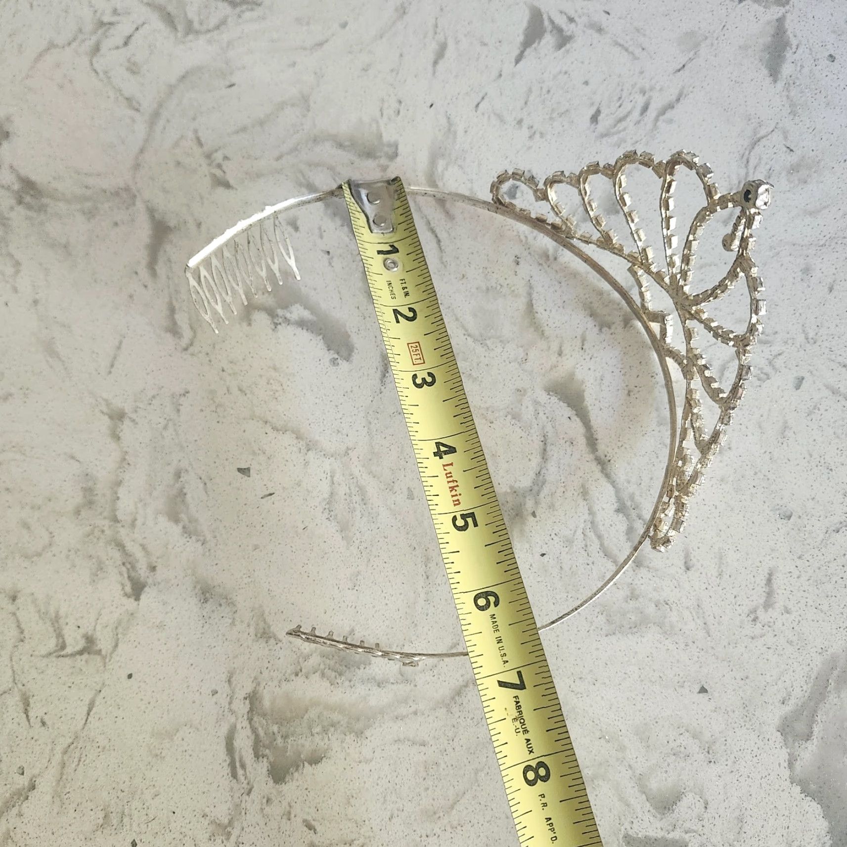 Vintage VINTAGE Silver Rhinestone Tiara Crown Headband With Comb Bridal Prom Size ONE SIZE - 8 Thumbnail