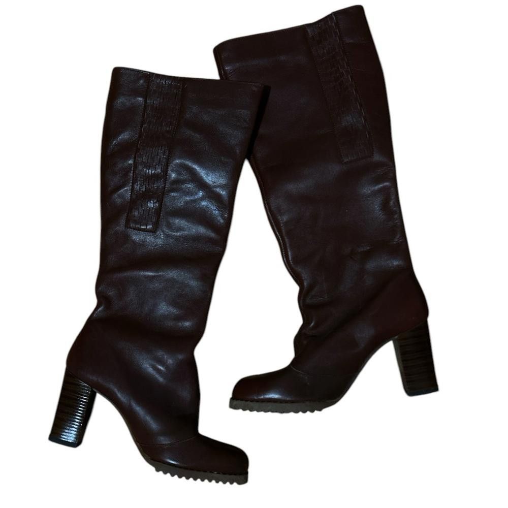 Clarks Stylish Brown Leather Knee-High Boots Size US 6 / IT 36 - 1 Thumbnail