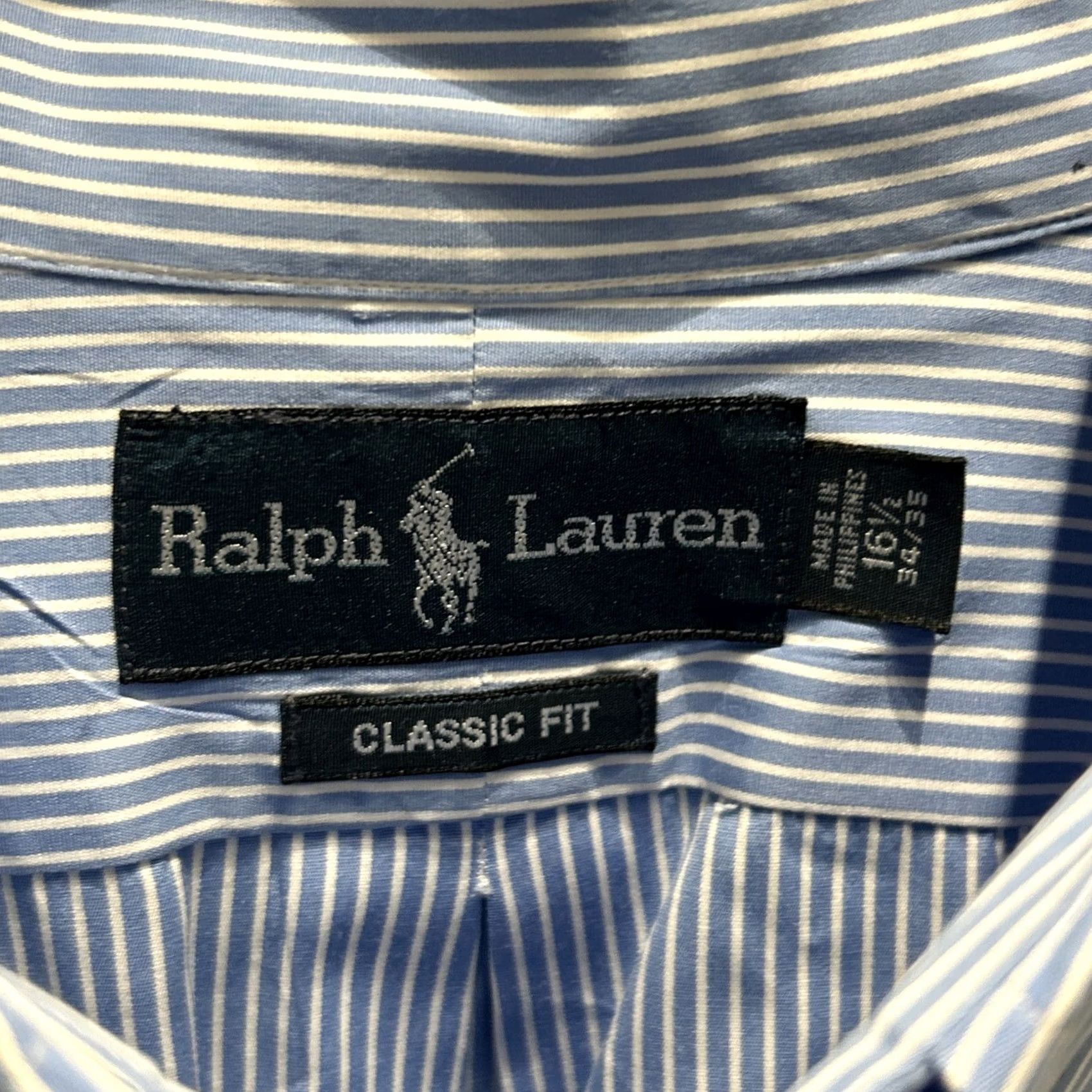 Ralph Lauren Ralph Lauren Polo Shirt Men Blue Stripe Classic Fit Oxford 16.5 B Size US XL / EU 56 / 4 - 2 Thumbnail