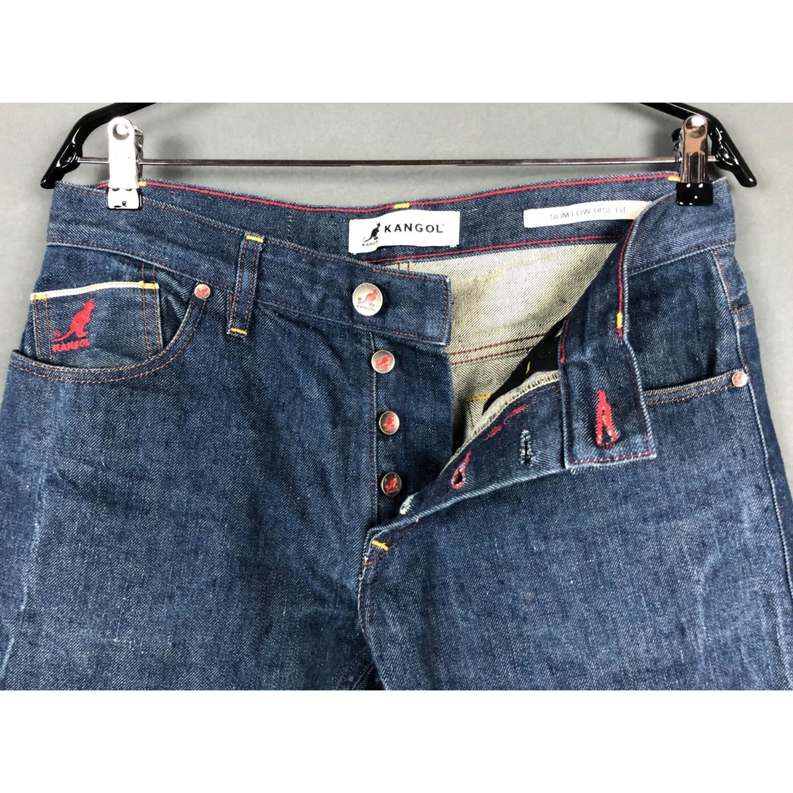 Kangol Kangol Jeans Mens One Size Blue Selvedge Cotton Men Slim Low Rise Fit Size US 35 - 7 Thumbnail