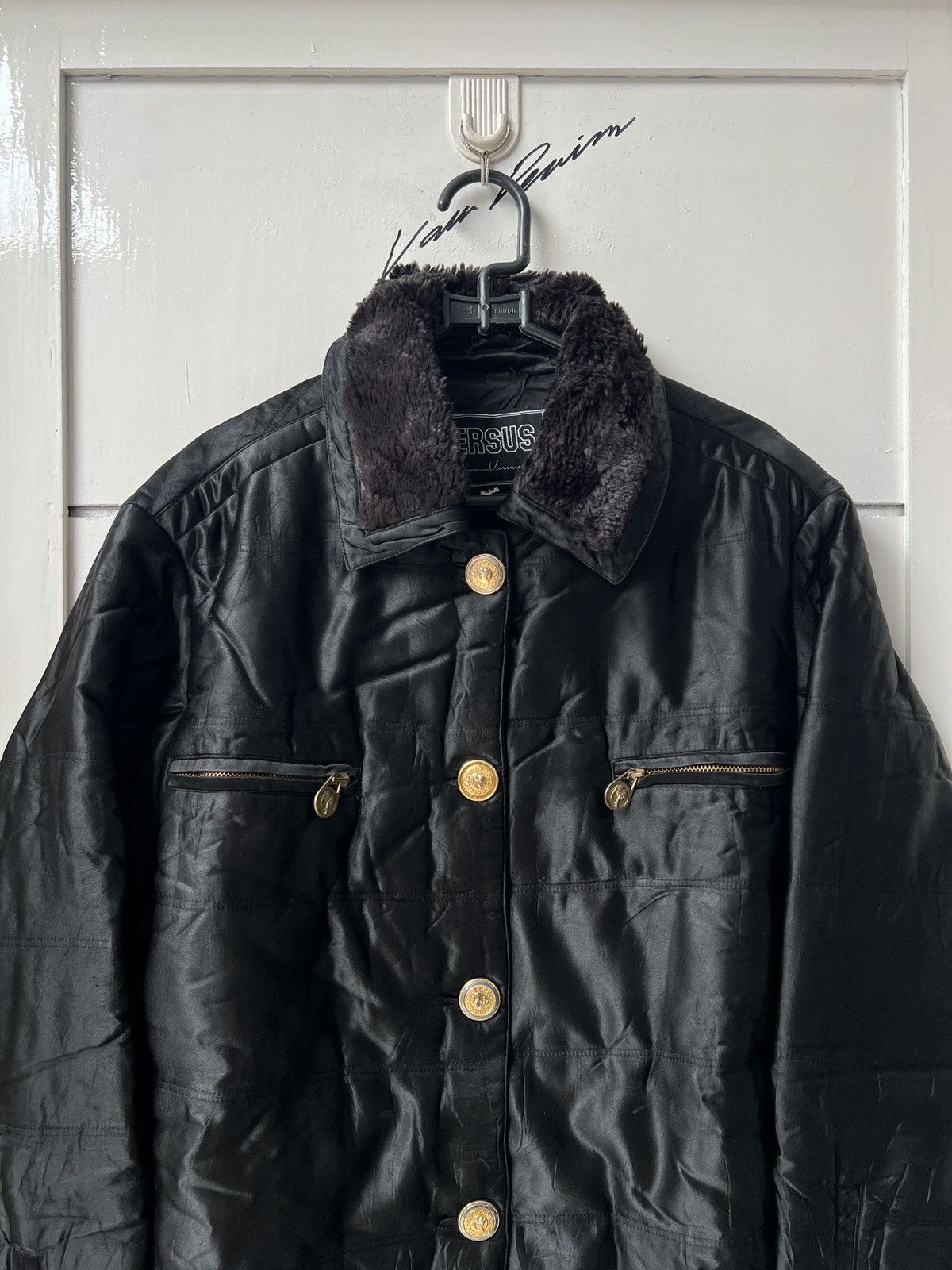 Versus Versace VERSUS Gianni Versace Black Faux Fur Jacket Size US L / EU 52-54 / 3 - 2 Thumbnail