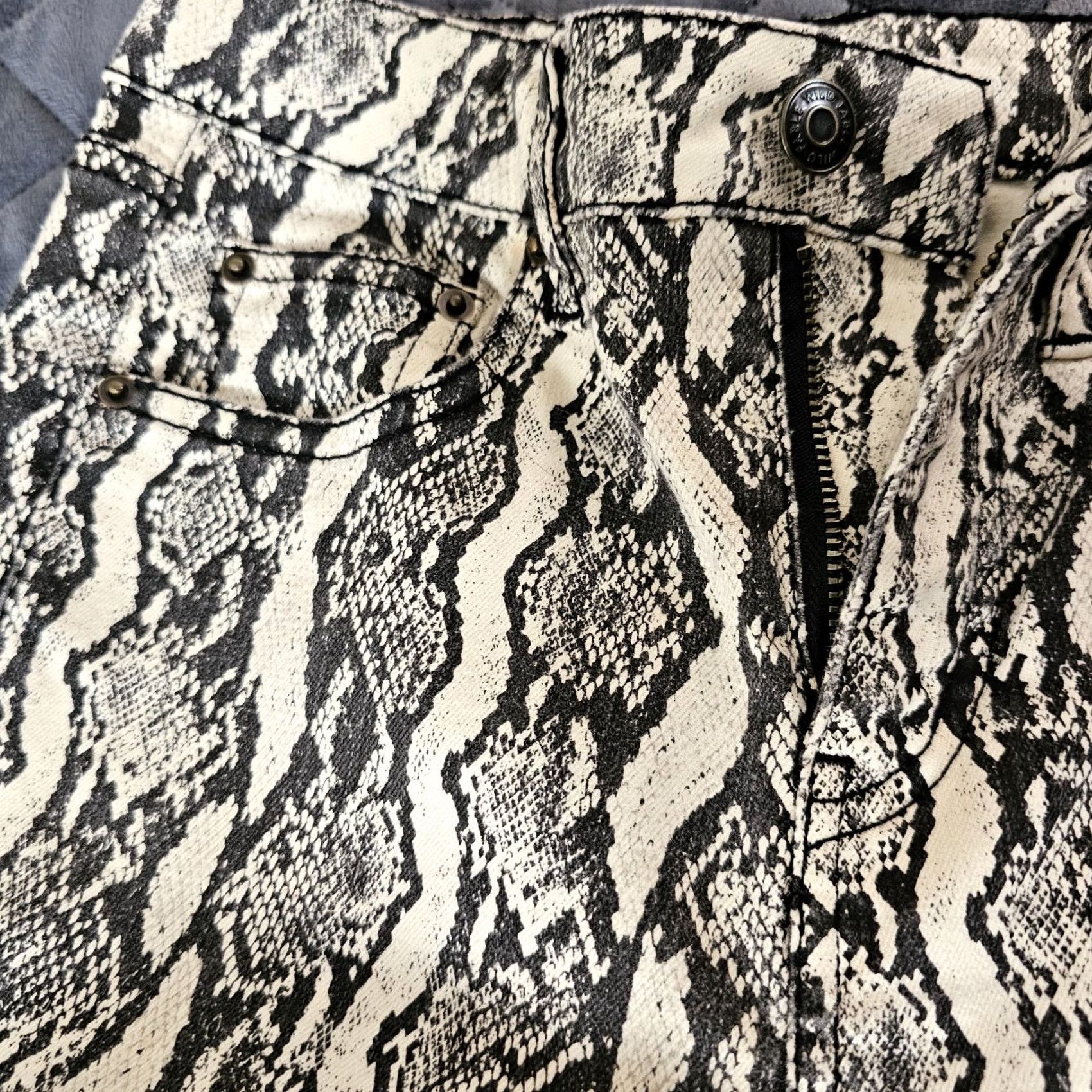 Vintage VINTAGE? No — Wild Fable Jeans Skinny Five Pocket 00 Beige Snakeskin Pattern Mid Rise Stretch Skinny Denim Women Pants Formal? Size 24" / US 00 / IT 34 - 4 Thumbnail