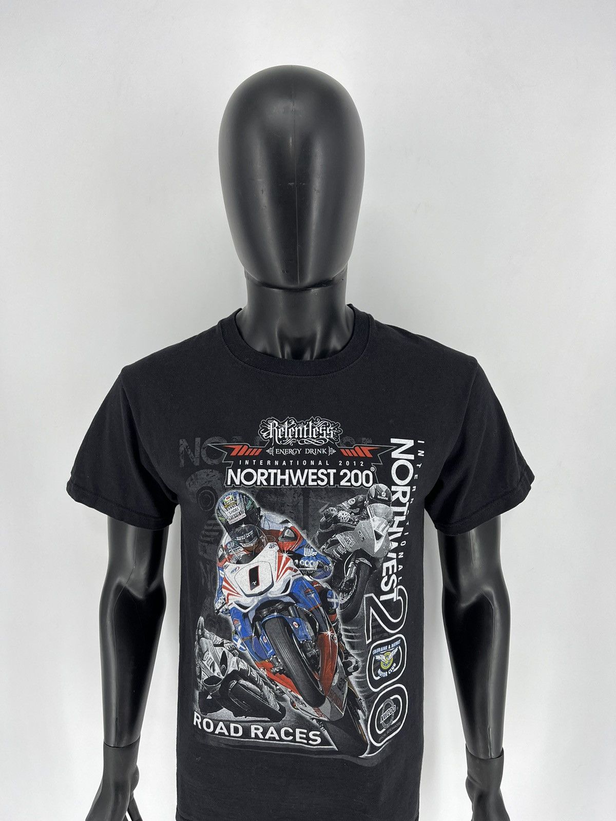 Vintage Vintage 2012 North West 200 Road Racer Honda Moto Black Tee Size US M / EU 48-50 / 2 - 5 Thumbnail