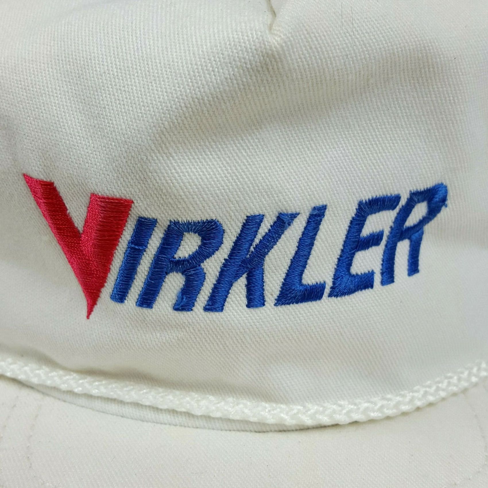 Spell VINTAGE Virkler Trucking Spell Out USA Snapback Adjustable Hat Cap White Men Adjustable Hat Cap Embroidered 80s Retro Trucker Casual Shoes? Size ONE SIZE - 2 Thumbnail