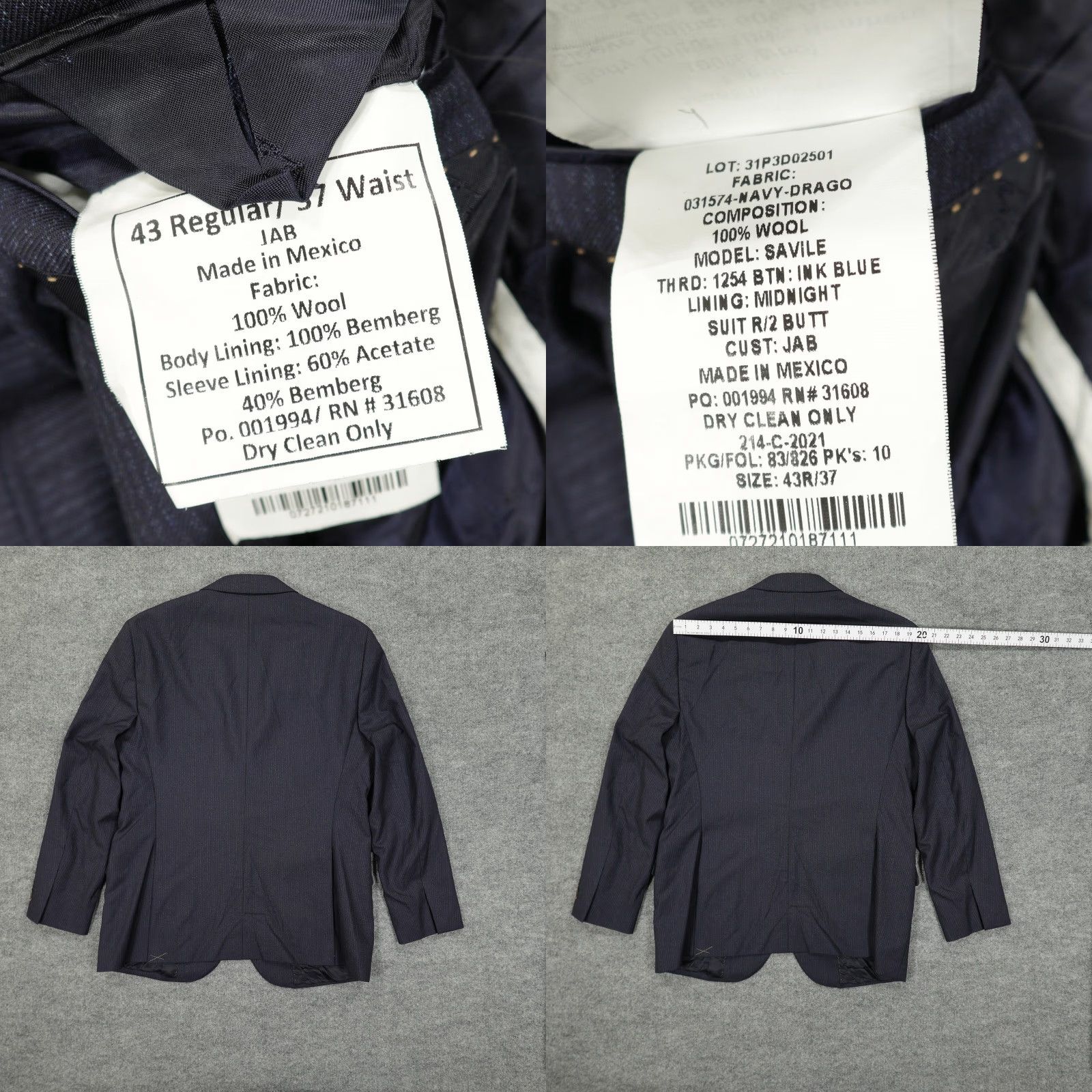 Jos. A. Bank Jos. A. Bank Reserve Blazer Mens 43R Navy Pinstripe Drago Super 130s Wool Jacket Size 46R - 8 Thumbnail