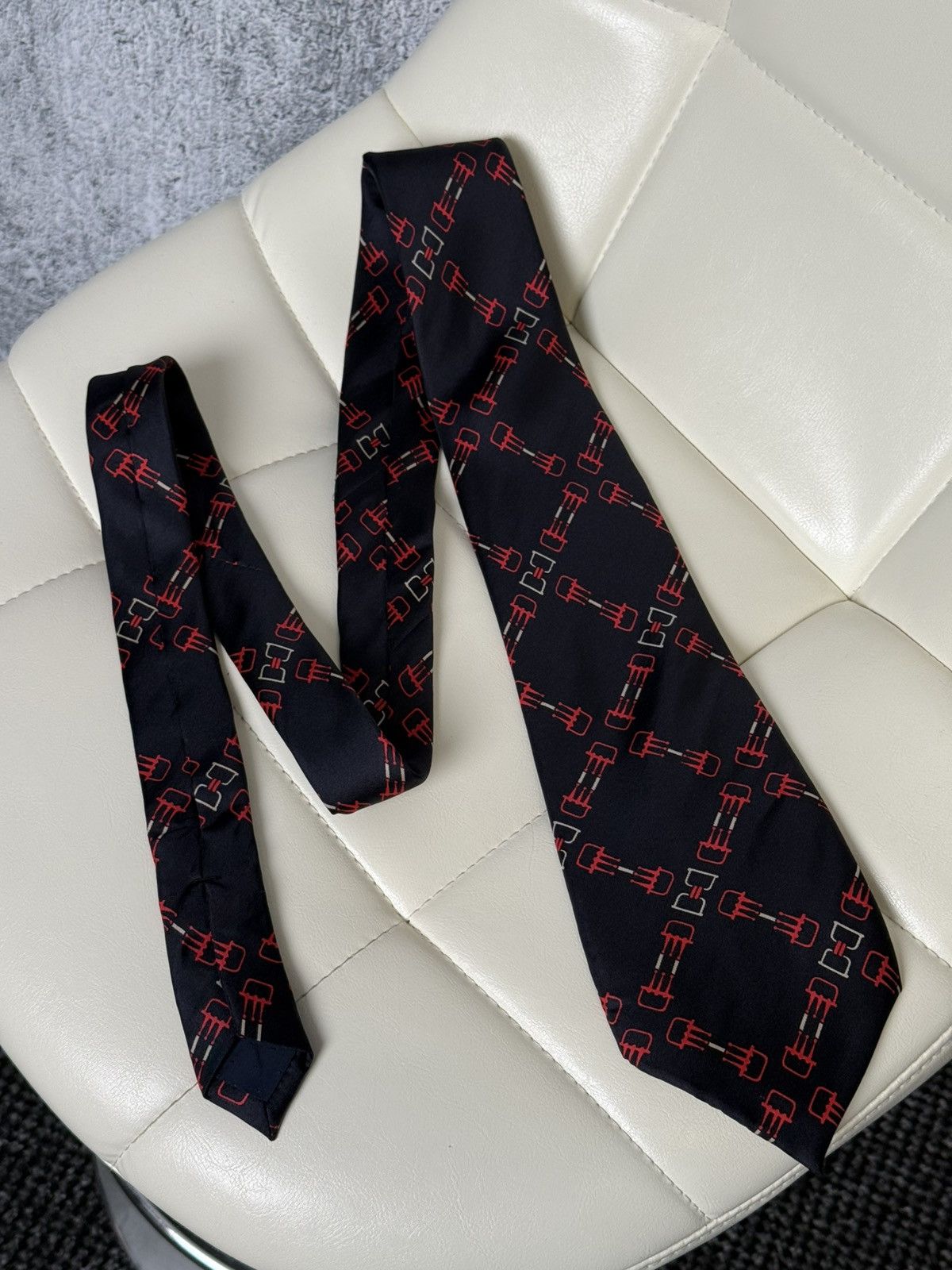 Celine Vintage CELINE Paris Silk Tie Geometric Pattern Necktie Size ONE SIZE - 11 Thumbnail