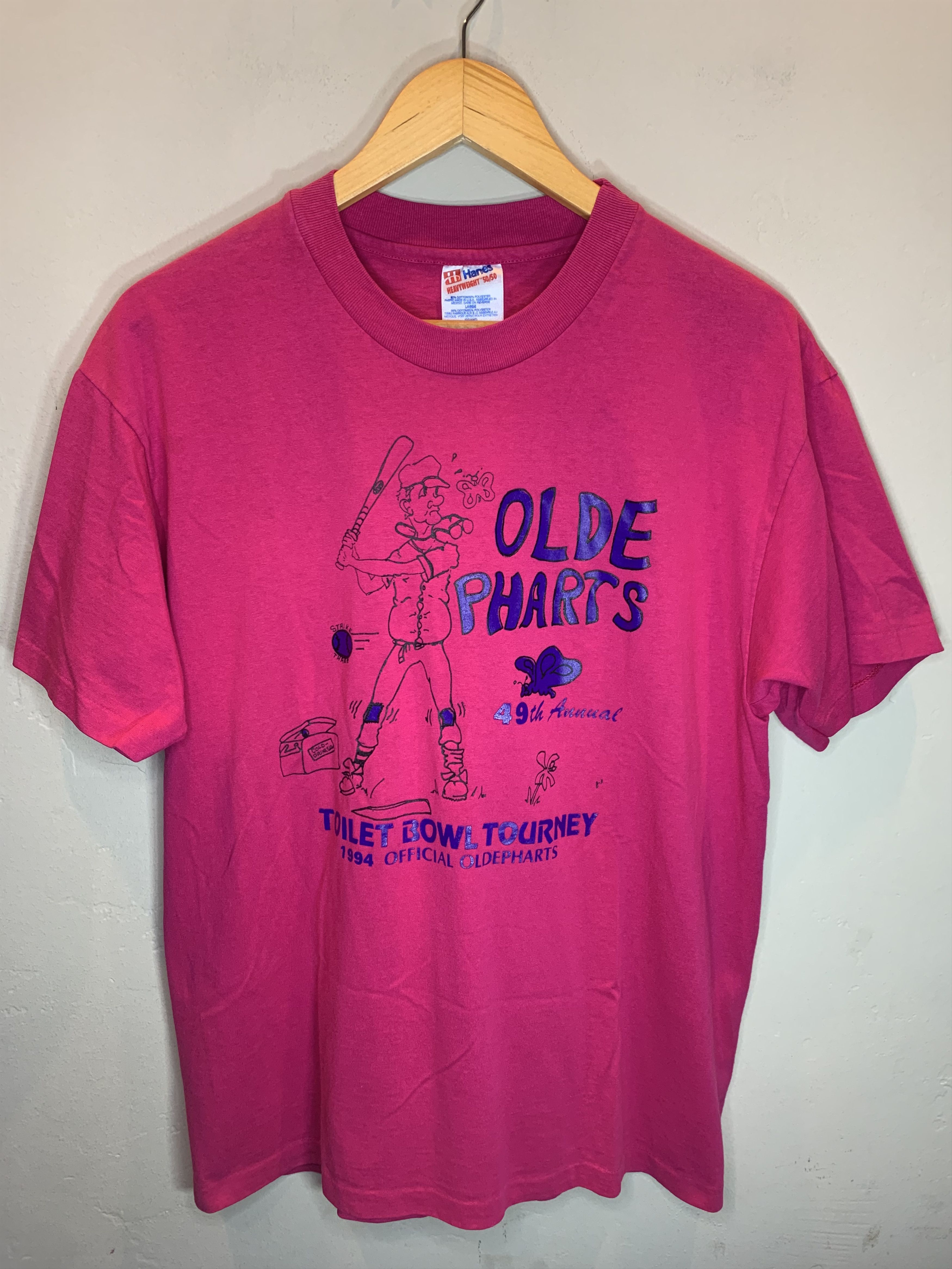 Vintage RARE Vintage 90’s Olde Pharts Toilet Bowl Baseball Art Shirt Size US L / EU 52-54 / 3 - 1 Thumbnail