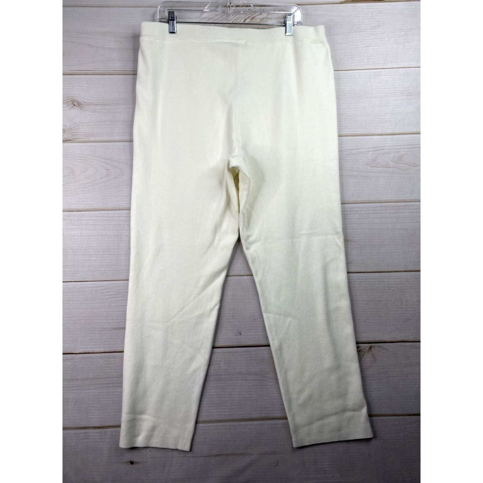 Vintage Chico's Zenergy Pants Womens L White Cotton Cashmere Knit Jogger High Rise NWT Size 36" / US 14 / IT 50 - 6 Thumbnail
