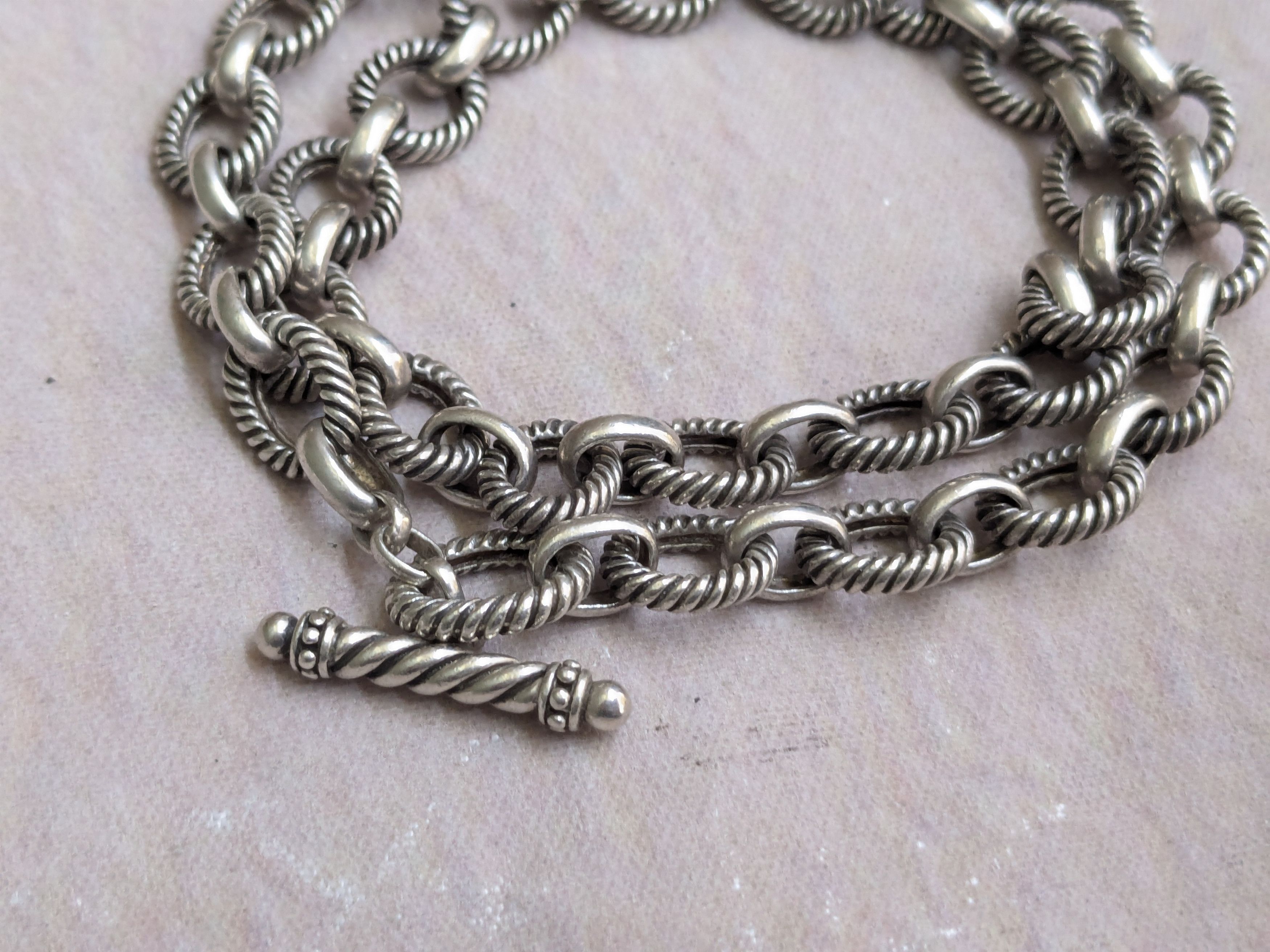 Jewelry Sterling Silver Choker Necklace Oval 18" Chain Size ONE SIZE - 3 Thumbnail