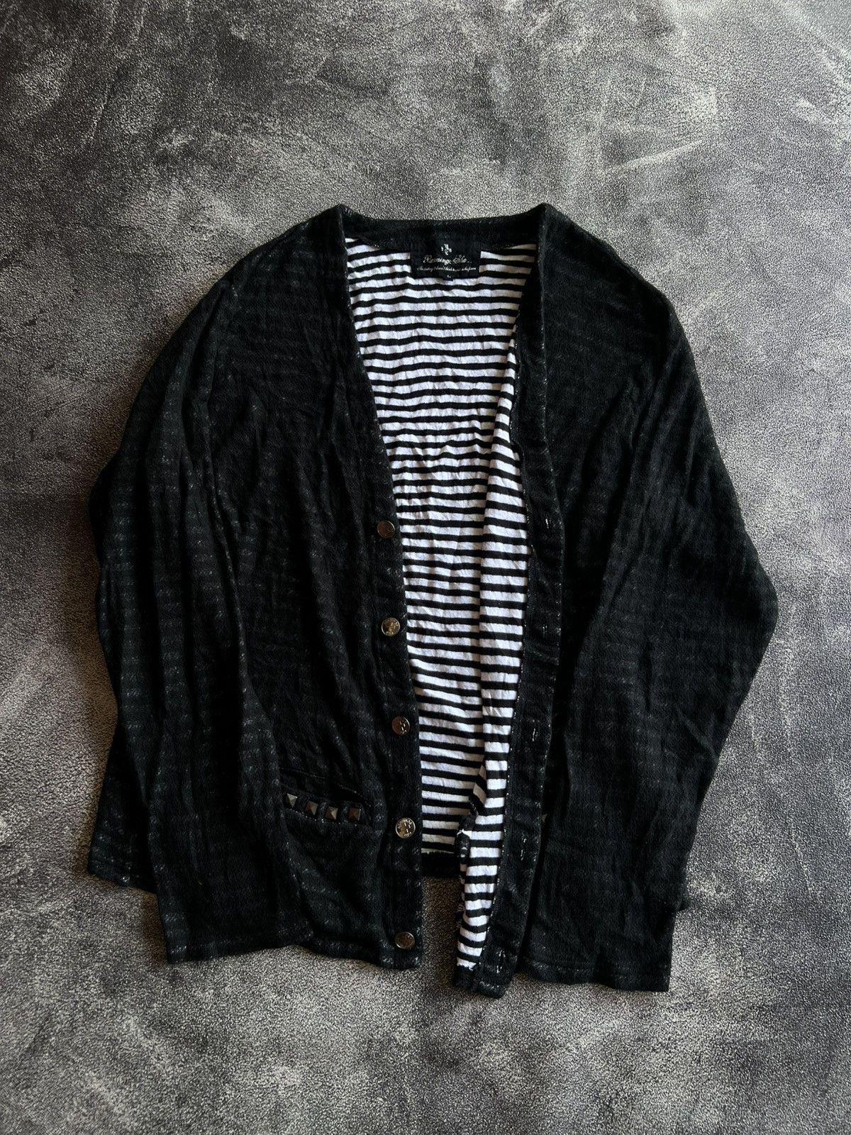 Japanese Brand Bernings Sho Stripe Cardigan Studed Size US L / EU 52-54 / 3 - 1 Thumbnail