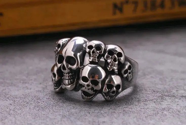 Jewelry Multiple Skeleton Skull Man Rings Grunge Rock Ghost Size ONE SIZE - 2 Thumbnail
