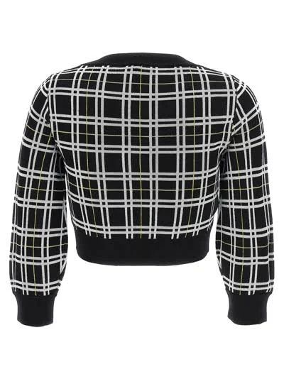 Marni o1w1db10824 U-Neck Cropped Cardigan in Black White Size M / US 6-8 / IT 42-44 - 2 Thumbnail