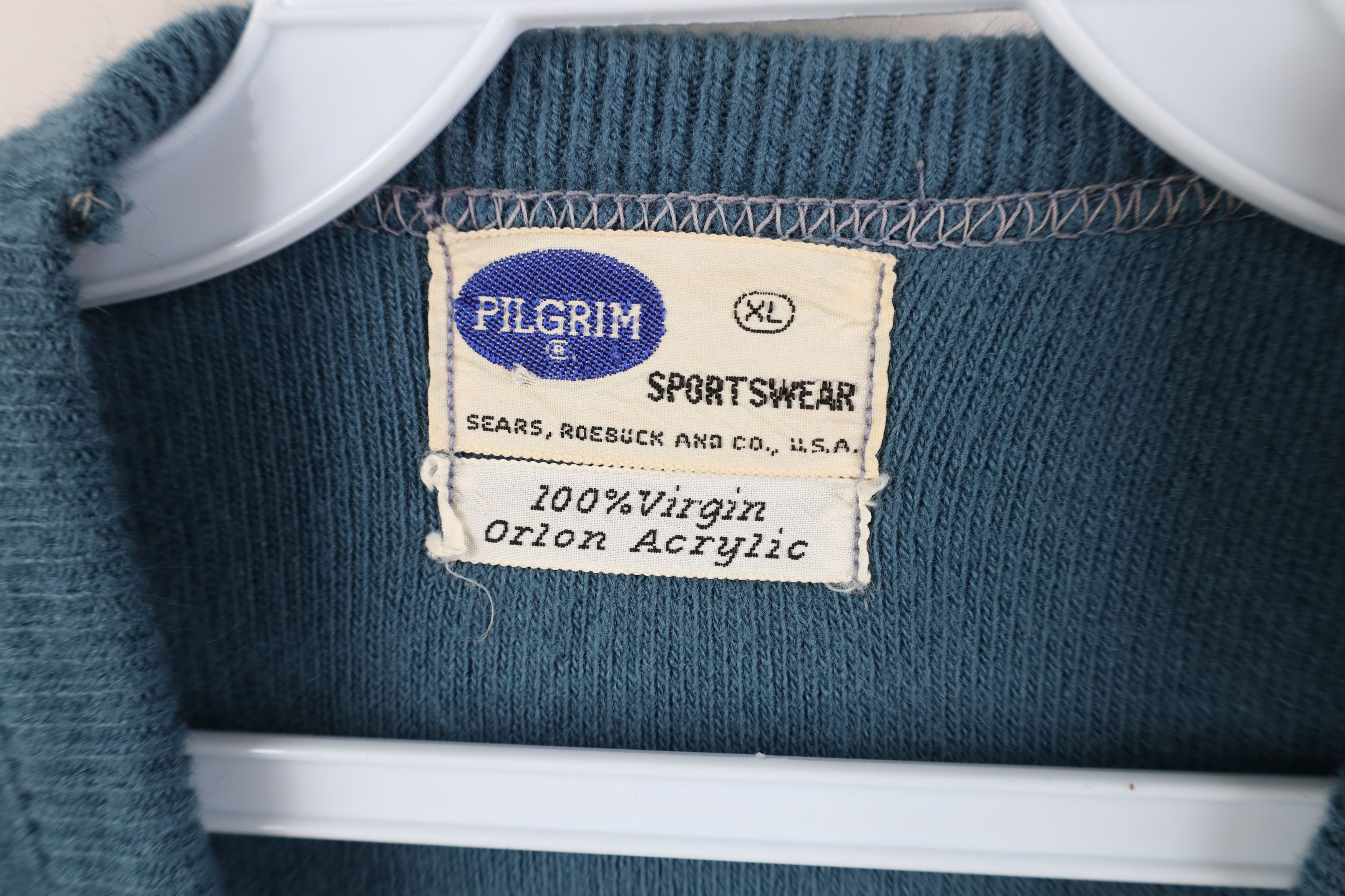 Vintage Vintage 50s Pilgrim Soft Knit V-Neck Sweater Vest Teal USA Size XL / US 12-14 / IT 48-50 - 6 Thumbnail