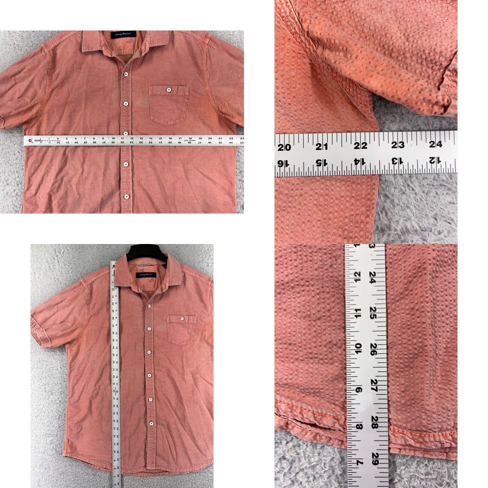 Tommy Bahama Tommy Bahama Shirt Men Large Pink Seersucker Button-Up Pocket Short Sleeve" Size US L / EU 52-54 / 3 - 8 Thumbnail