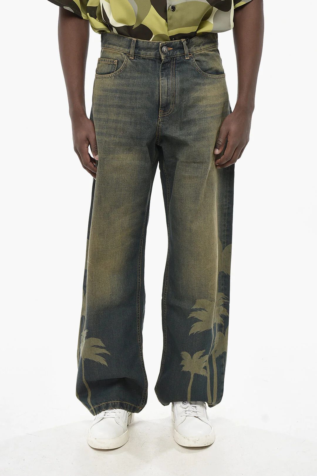 Palm Angels og1mm0326 Vintage-Wash Loose-Fit Jeans in Blue Size US 36 / EU 52 - 1 Thumbnail