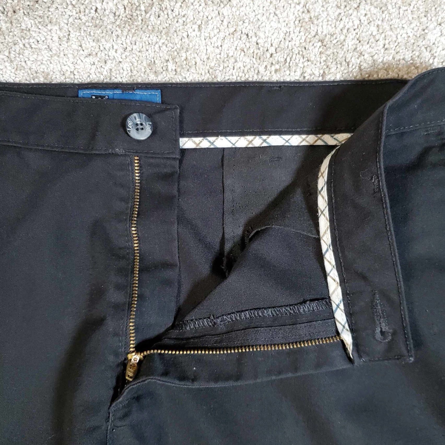 Lee VINTAGE Lee Total Freedom Classic Fit Straight Khaki Pants Men's 36x28 Black Flat Front Size US 36 / EU 52 - 6 Thumbnail