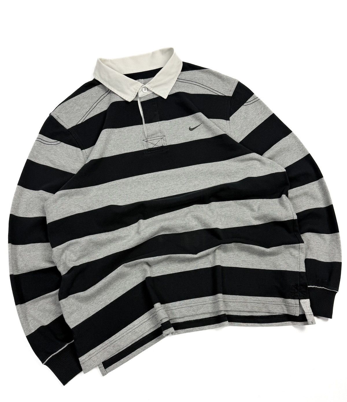Nike Nike Vintage Y2K Rugby Striped Long Sleeve Polo Shirt Size US XL / EU 56 / 4 - 2 Thumbnail