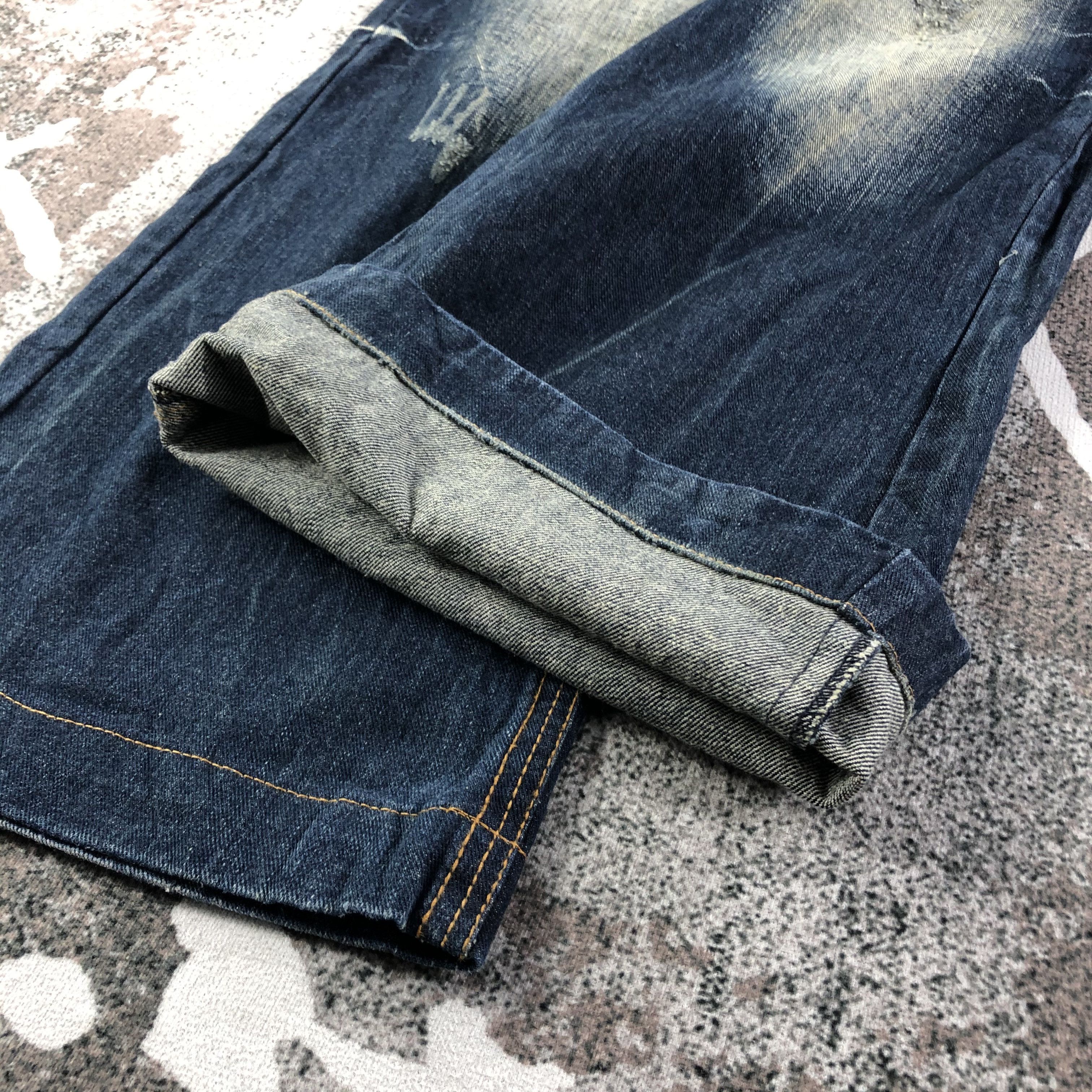 Japanese Brand Sky Bomber Jeans Faded Blue Flare Denim KJ1556 Size 29" - 6 Thumbnail