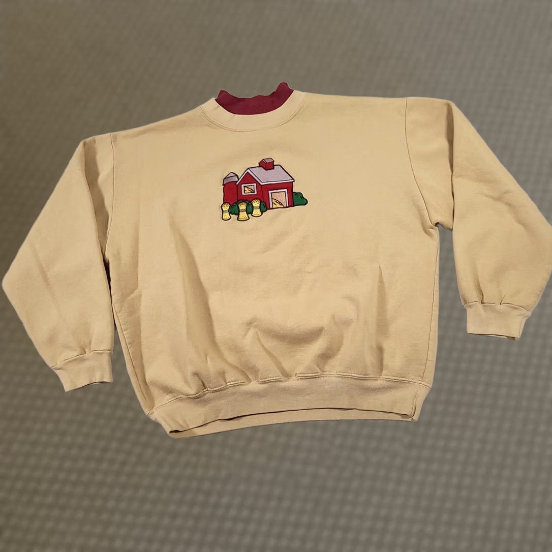 Vintage VINTAGE Ginnis Girls Sweatshirt Pullover Women M Brown Embroidered Farm 90s Western USA Made Size M / US 6-8 / IT 42-44 - 1 Thumbnail