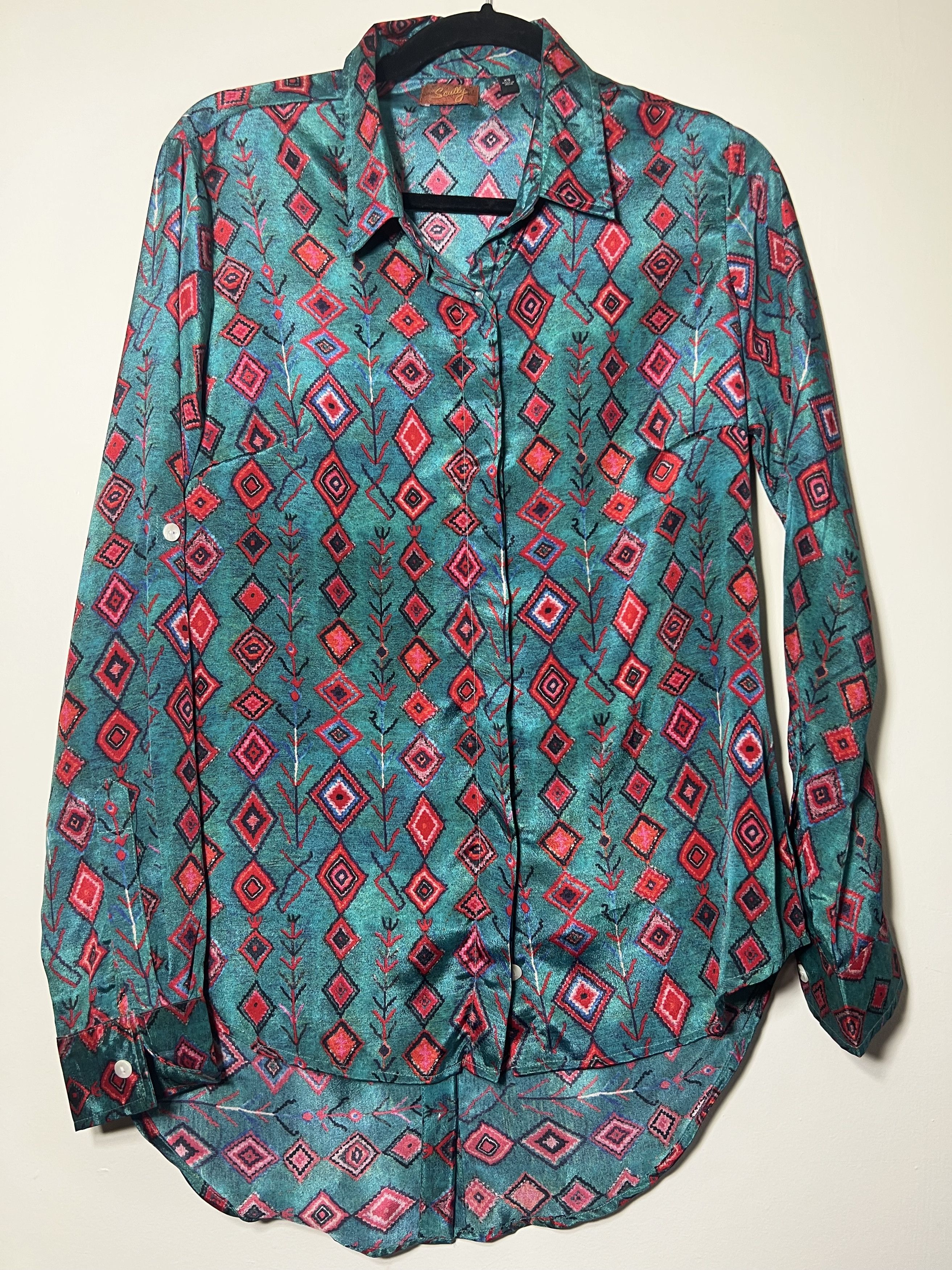 Scully × Scully Leather × Vintage Vintage Scully Cowboy Western Print Long Sleeve Blouse Size XS / US 0-2 / IT 36-38 - 1 Thumbnail