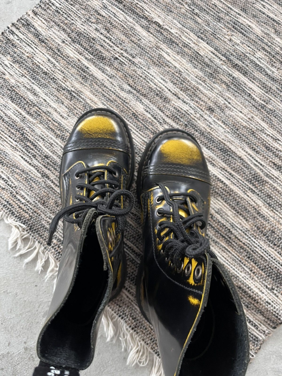 New Rock Vintage Hype Busta Grip Steel Toe Black Yellow High Boots Size US 6 / IT 36 - 14 Thumbnail