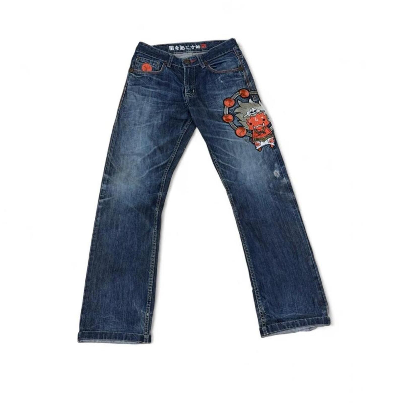 Ed Hardy Japanese Vintage Jizo 👹 unltra rare denim jeans Size US 27 - 2 Thumbnail