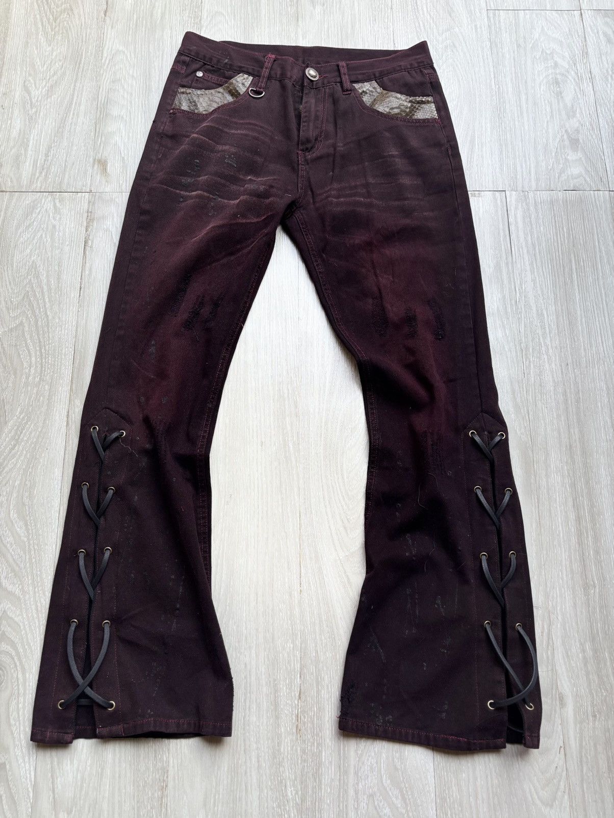 Japanese Brand Black baccara lace up flare jeans Size US 28 / EU 44 - 1 Thumbnail