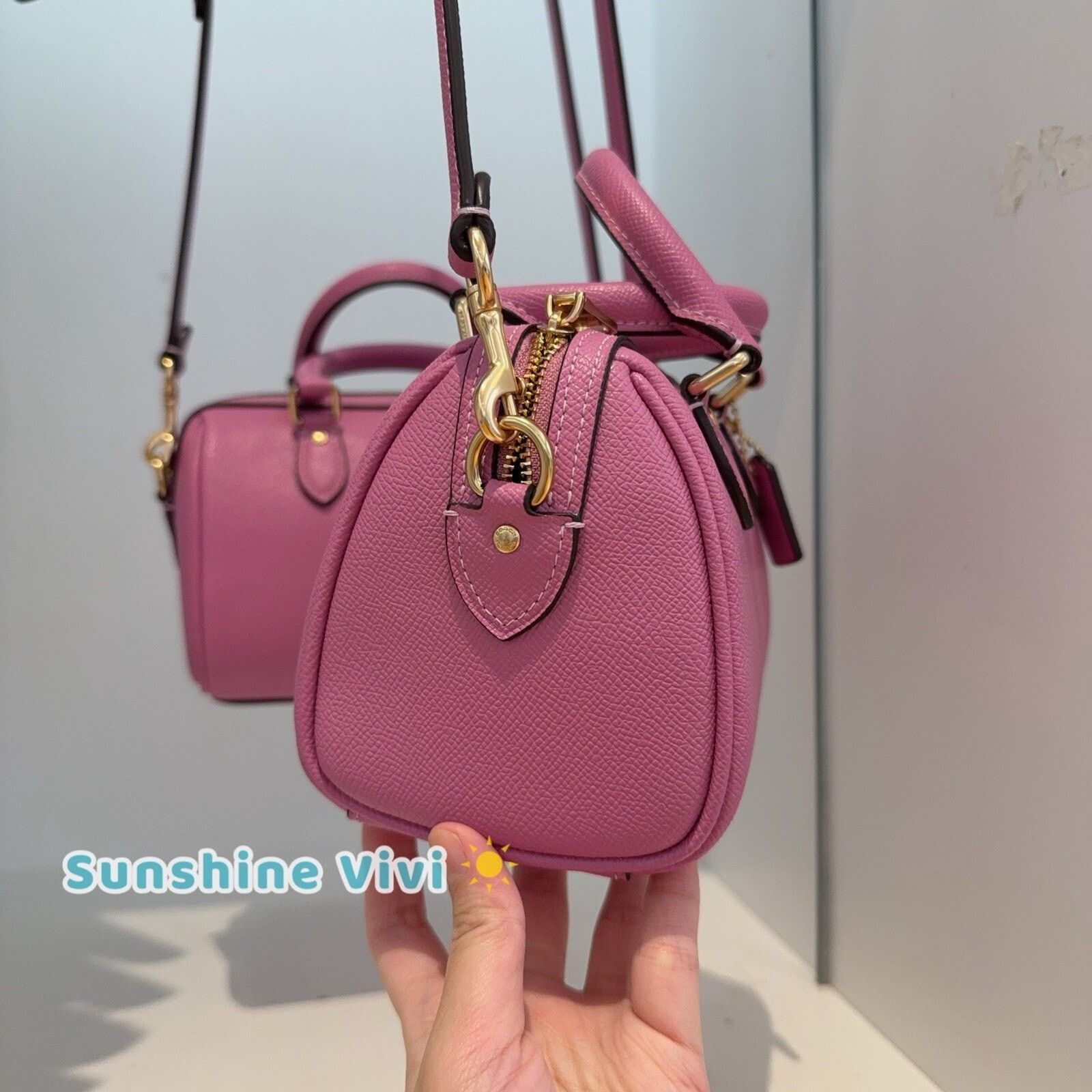 Coach NWT Coach Mini Rowan Crossbody Bag Leather CV404 IM/fuchsia Size ONE SIZE - 9 Thumbnail