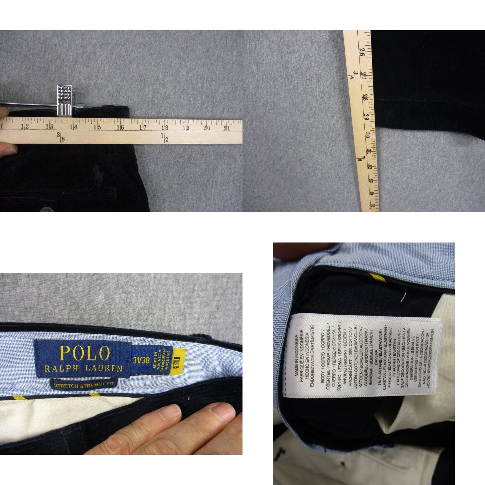 Polo Ralph Lauren Polo Ralph Lauren Corduroy Pants Mens 32x30 Blue Stretch Chino CasualS mens Regular Straight Flat Front Zip Fly Belt Loops Pockets Logo 90s Style Size US XS / EU 42 / 0 - 8 Thumbnail