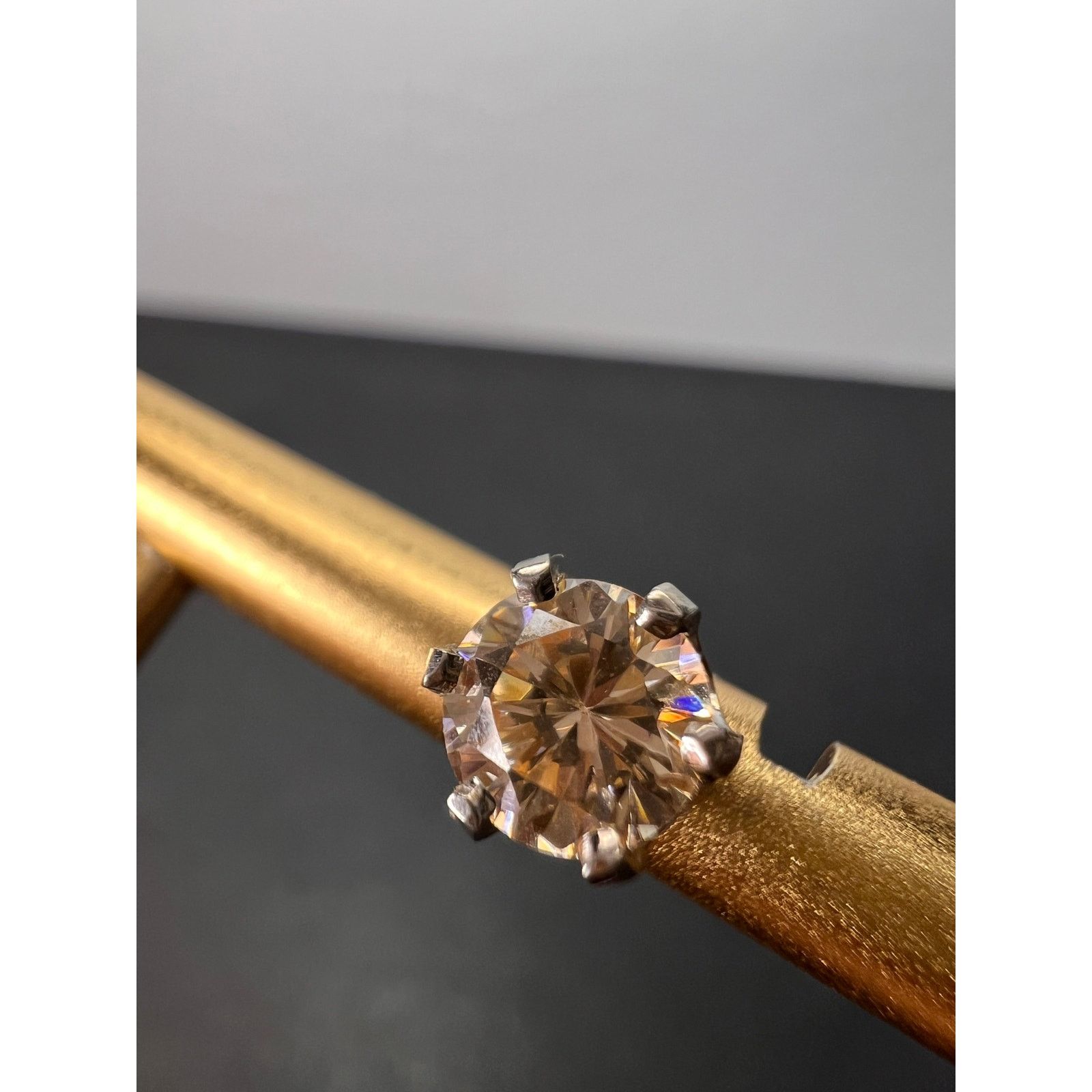 Other 14k white gold champagne CZ stud earrings 6.7mm Size ONE SIZE - 5 Thumbnail