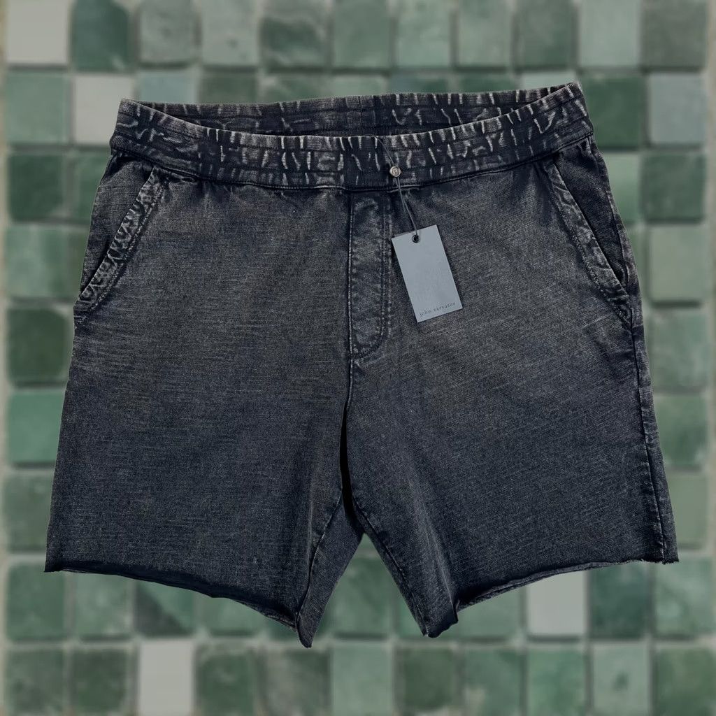 John Varvatos John Varvatos Lancaster Shorts Men M Black Slub Cotton Raw-Edge NWT Drawstring Pockets Zip 7.5in Inseam Casual Travel Summer Spring Fall Size US 31 - 1 Thumbnail