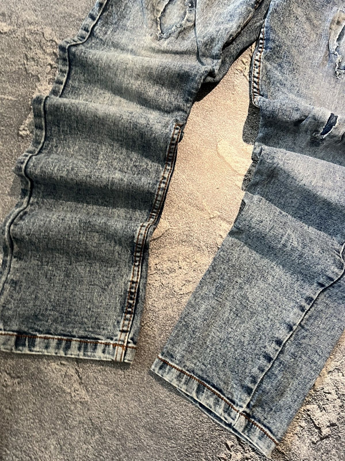Japanese Brand Destroyed Japanese Washed Blue Vintage Skinny Size US 31 - 3 Thumbnail