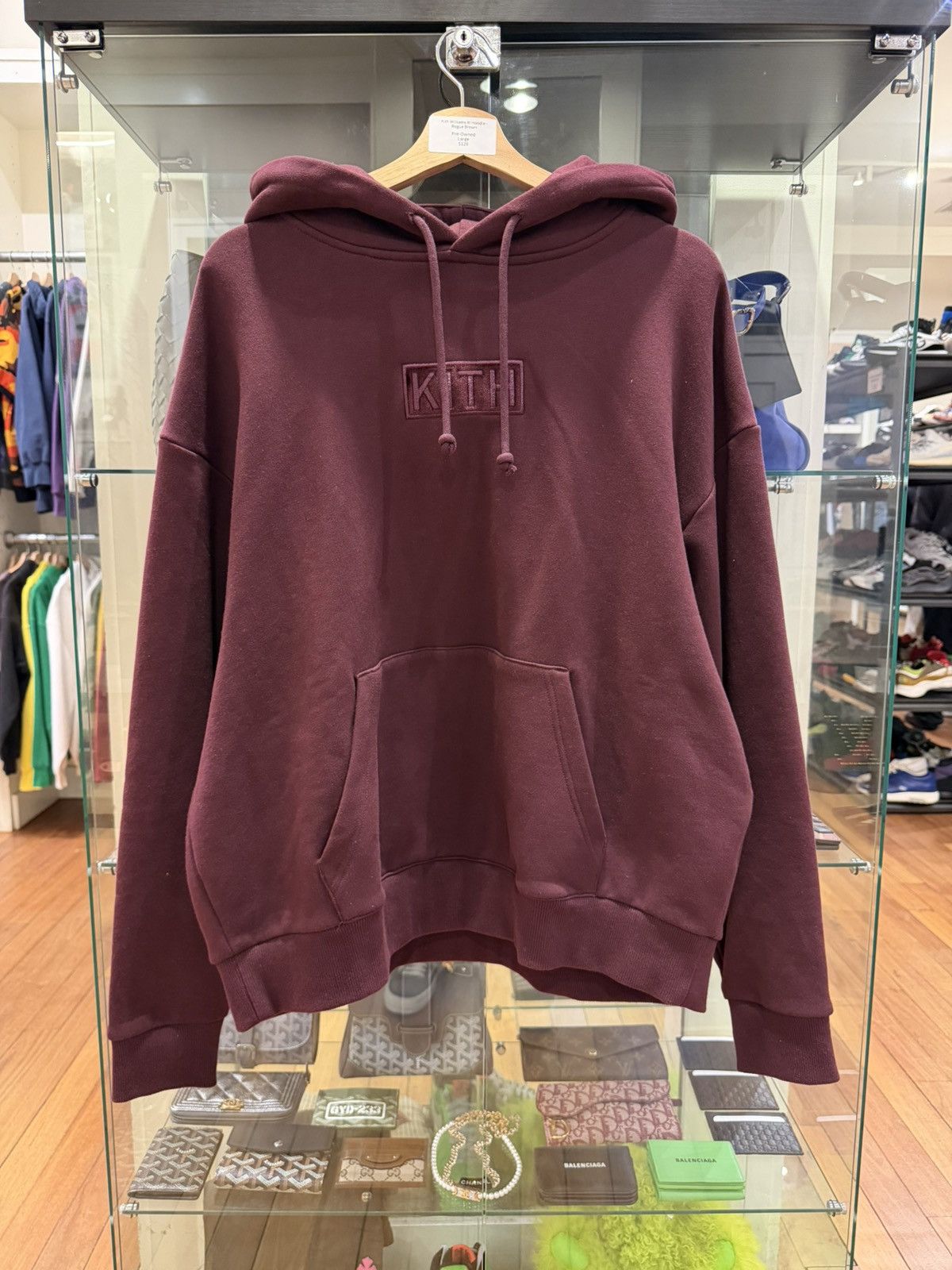 Kith Kith Velour Box Logo Hoodie - Burgundy Size US L / EU 52-54 / 3 - 1 Thumbnail