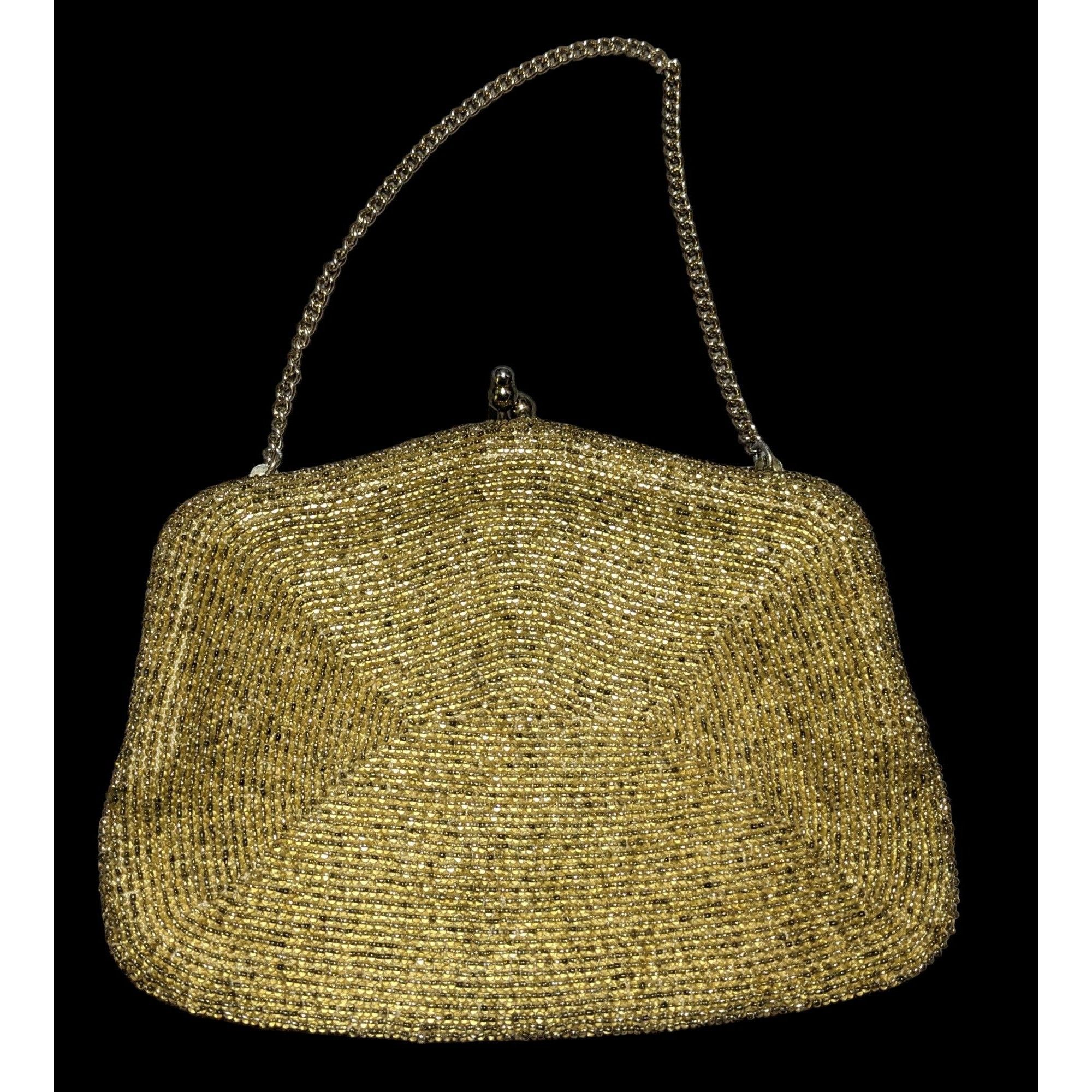 Other Vintage Mantessa Handmade Gold Beaded Clutch Size ONE SIZE - 2 Thumbnail
