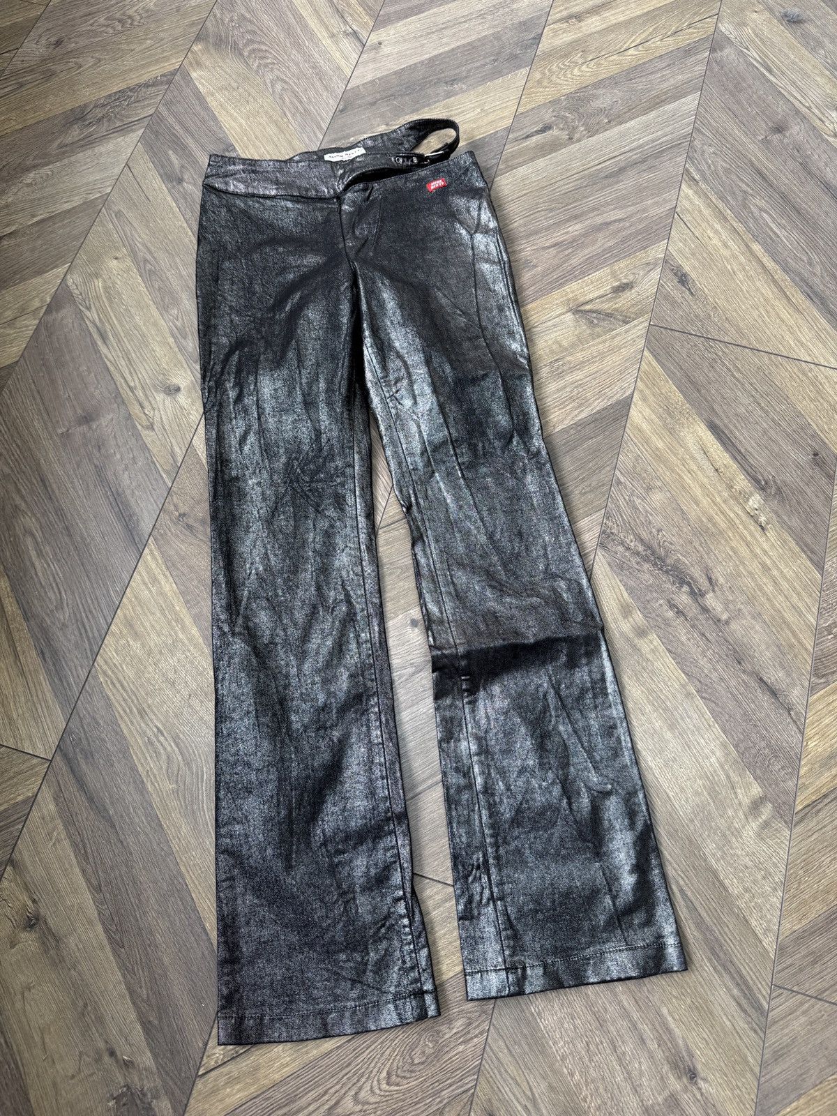 Miss Sixty Vintage Miss Sixty Metallic Coated Pants Flare Bootcut Y2K Size 29" - 3 Thumbnail
