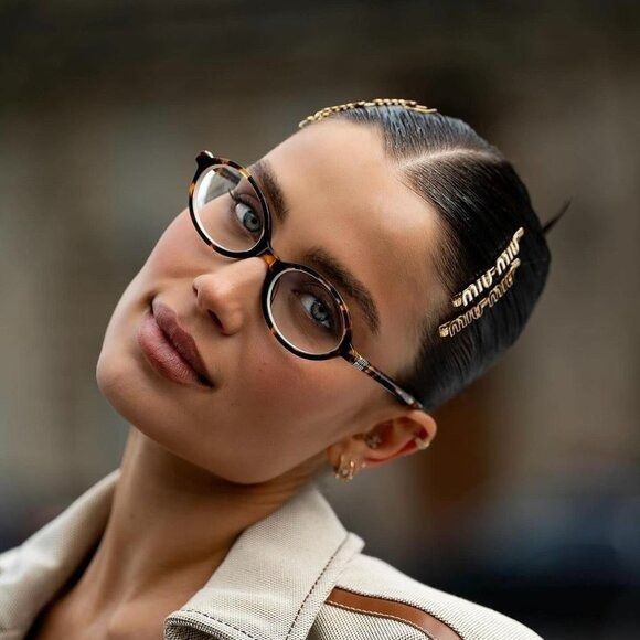 Miu Miu Miu Miu MU04ZSF VAU08N Sunglasses Honey Havana Oval Frame Size ONE SIZE - 11 Thumbnail