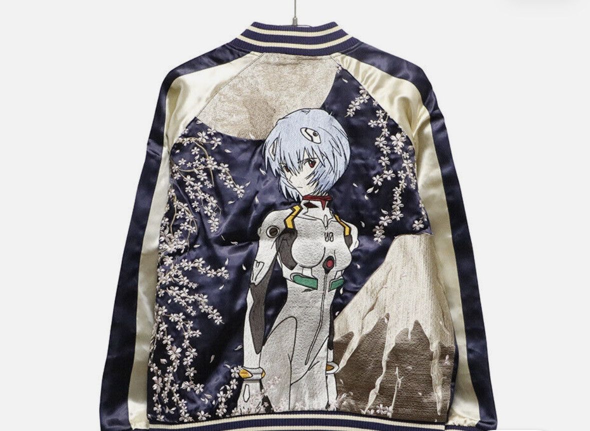 Japanese Brand Nishiki × EVANGELION Rei Ayanami Sukajan & MA-1 Jacket Size US XL / EU 56 / 4 - 1 Thumbnail