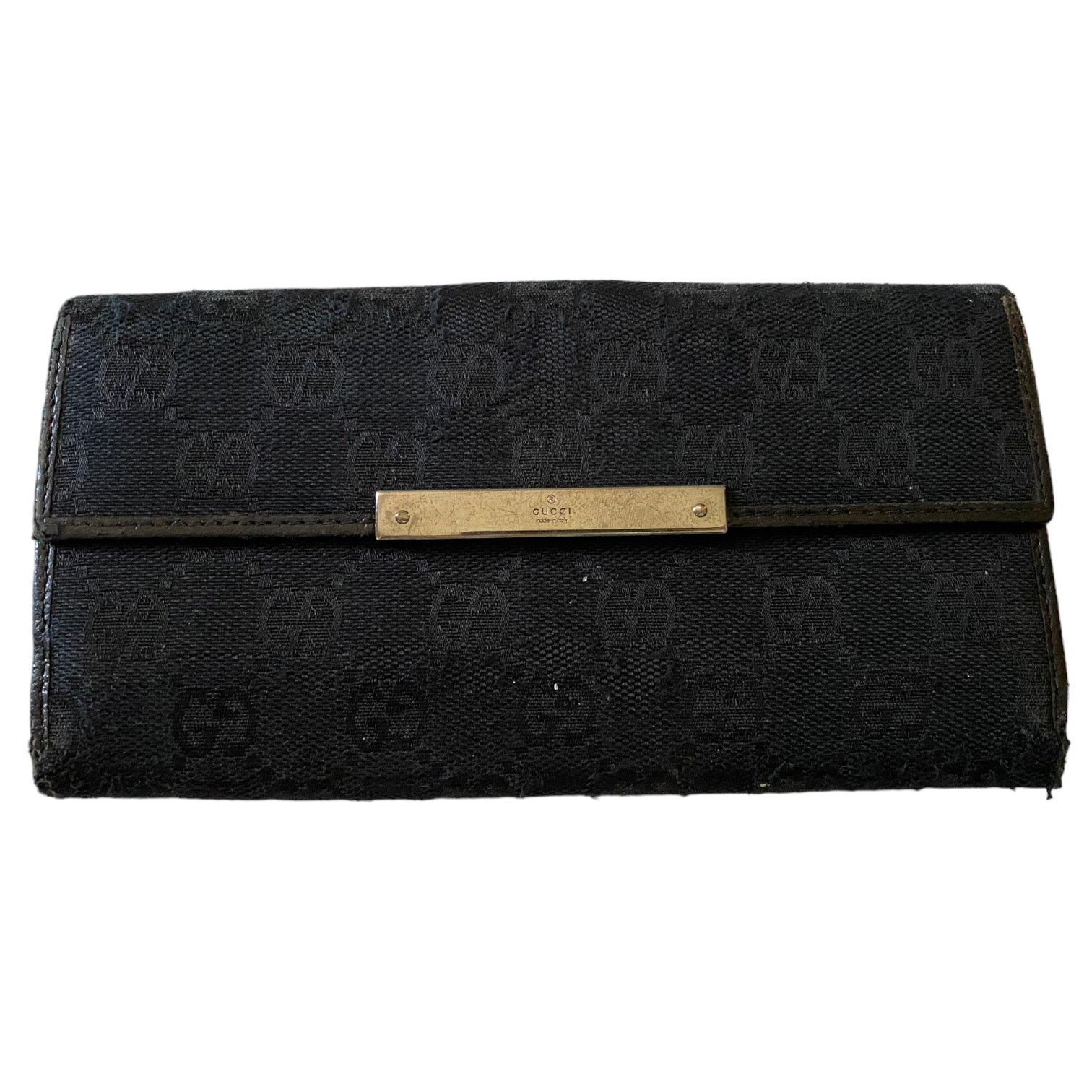 Gucci Gucci Black Authentic Monogram Canvas GG Snap Bifold Wallet Size ONE SIZE - 1 Thumbnail